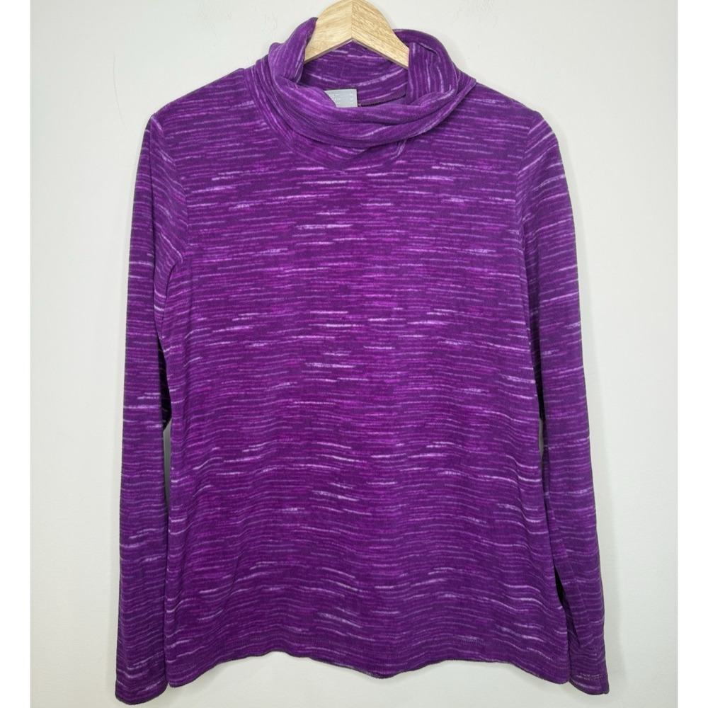 Columbia Pullover Fleece Top Womens Medium Purple Cowl Neck Lightweight Outdoors